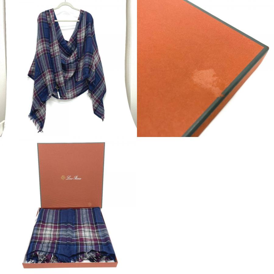 ロロピアーナ チェック柄ストール Loro Piana ロロピアーナ チェック柄 大判 ストール マフラー アパレル