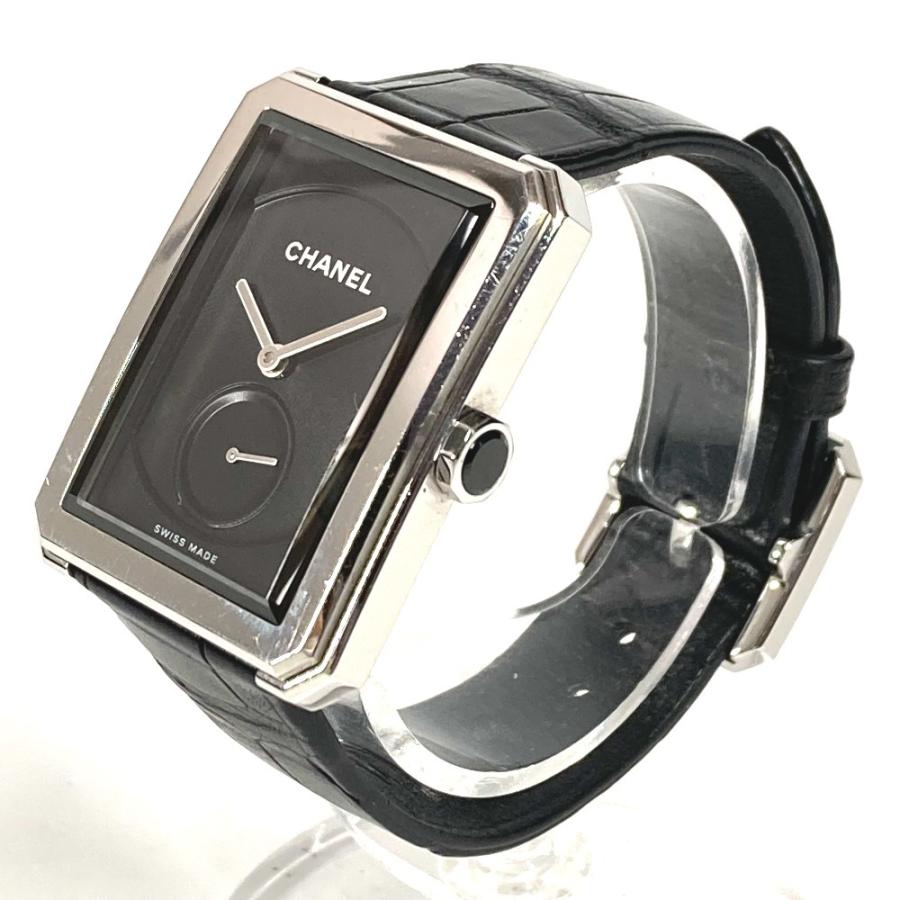 CHANEL シャネル H5319 ボーイフレンド ロゴ ウォッチ 時計 革ベルト 腕時計 ブラック ユニセックス【中古】 | CHANEL | 01