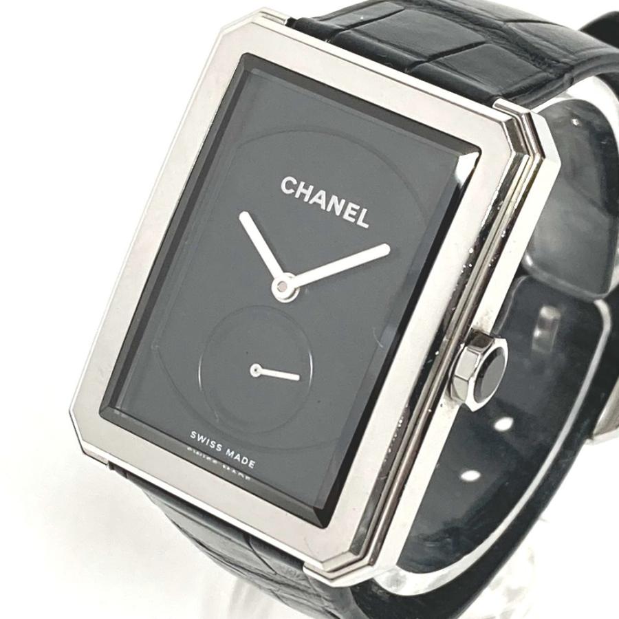CHANEL シャネル H5319 ボーイフレンド ロゴ ウォッチ 時計 革ベルト 腕時計 ブラック ユニセックス【中古】 | CHANEL | 03