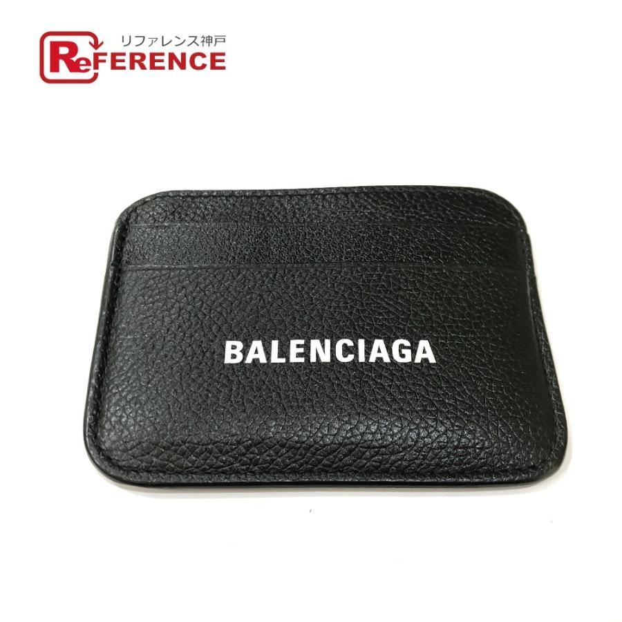 美品 BALENCIAGA バレンシアガ 593812 ロゴ フラット ICケース 名刺入れ カードケース ブラック レディース【中古】 | BALENCIAGA