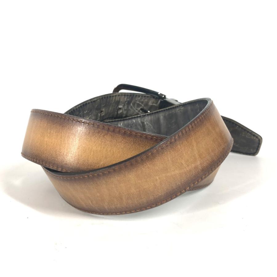 Berluti ベルルッティ カリグラフィ ロゴ アクセサリー リバーシブル ベルト ベージュ メンズ【中古】 |  | 02