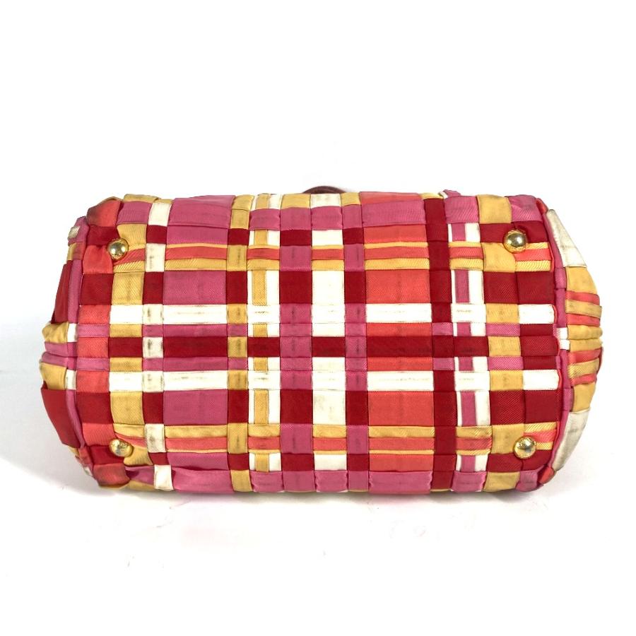 PRADA プラダ BN1653 ロゴ 編み込み カバン 肩掛け トートバッグ ハンドバック マルチカラー ショルダーバッグ ピンク レディース【中古】 | PRADA | 06