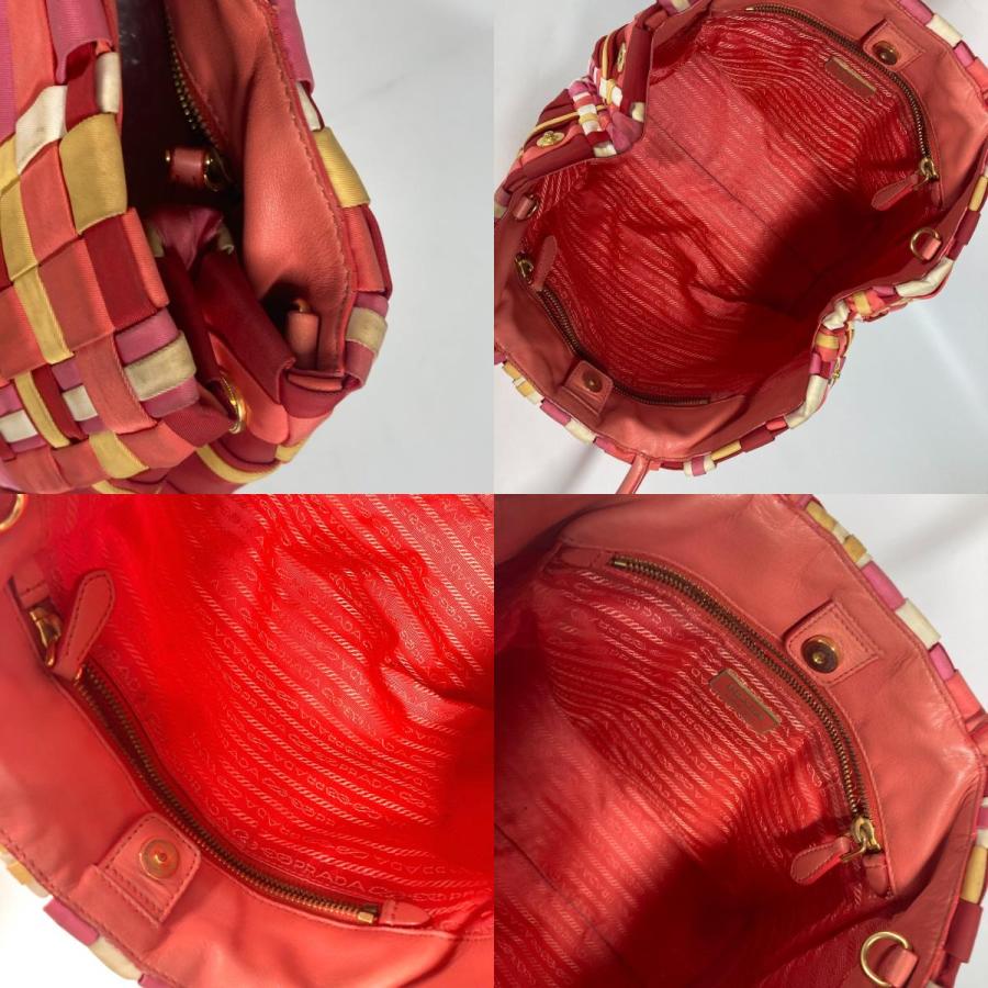 PRADA プラダ BN1653 ロゴ 編み込み カバン 肩掛け トートバッグ ハンドバック マルチカラー ショルダーバッグ ピンク レディース【中古】 | PRADA | 08