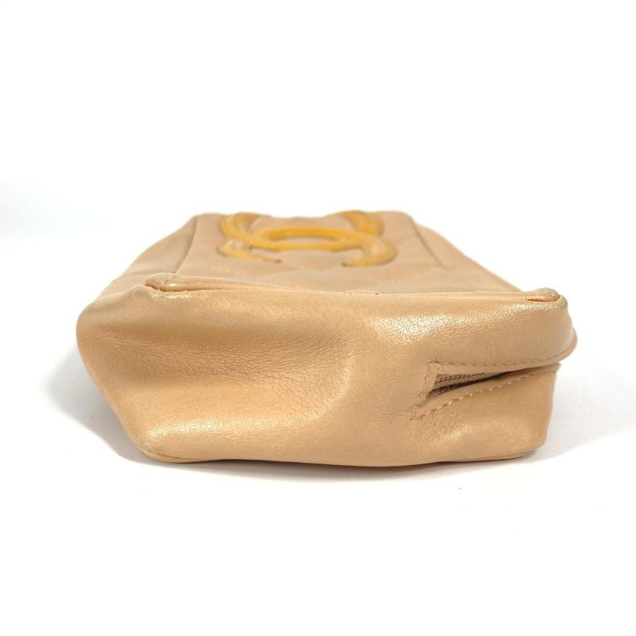 CHANEL シャネル CC ココマーク ロゴ メイクポーチ 化粧ポーチ ペンケース  カンボンライン ポーチ ベージュ レディース【中古】 | CHANEL | 03