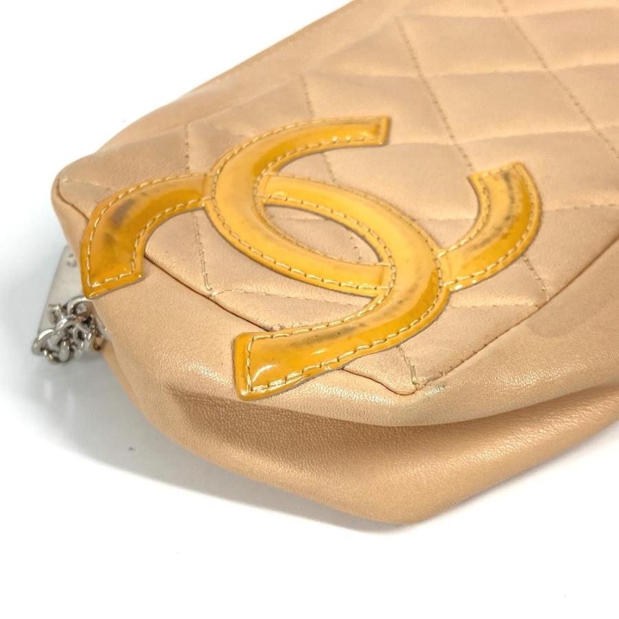 CHANEL シャネル CC ココマーク ロゴ メイクポーチ 化粧ポーチ ペンケース  カンボンライン ポーチ ベージュ レディース【中古】 | CHANEL | 05