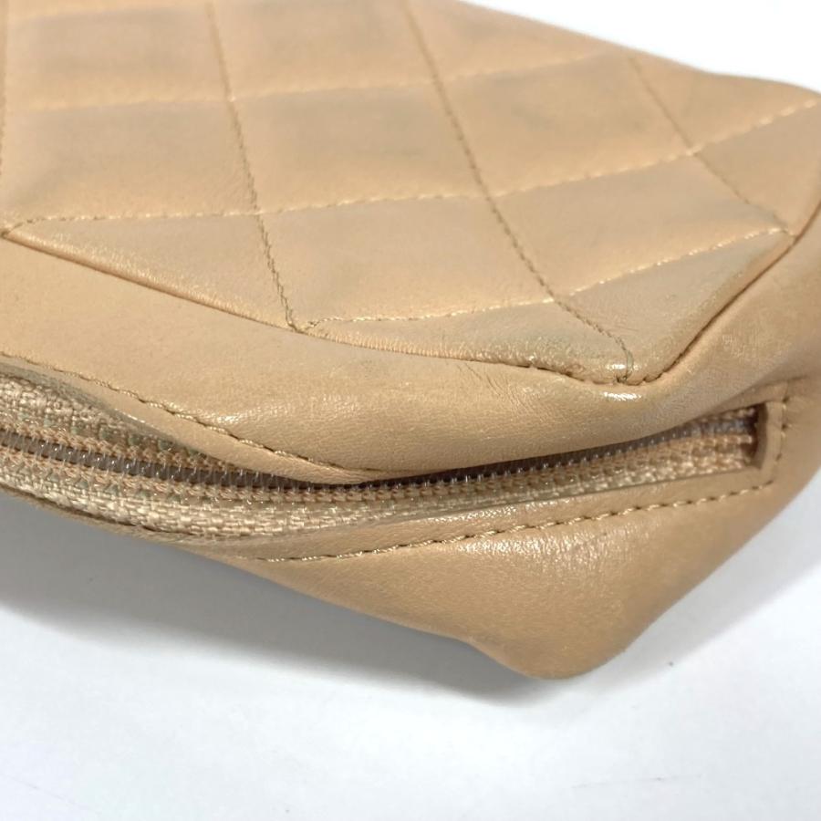 CHANEL シャネル CC ココマーク ロゴ メイクポーチ 化粧ポーチ ペンケース  カンボンライン ポーチ ベージュ レディース【中古】 | CHANEL | 06