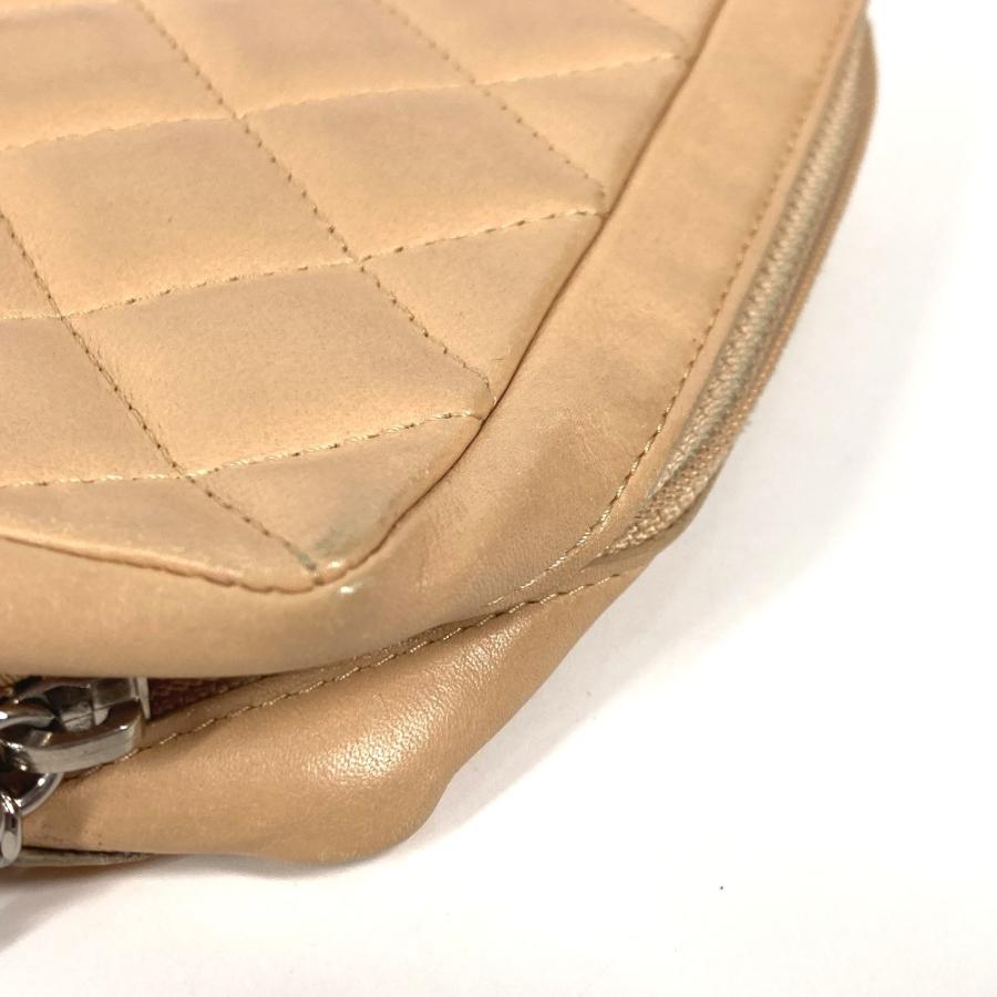 CHANEL シャネル CC ココマーク ロゴ メイクポーチ 化粧ポーチ ペンケース  カンボンライン ポーチ ベージュ レディース【中古】 | CHANEL | 07