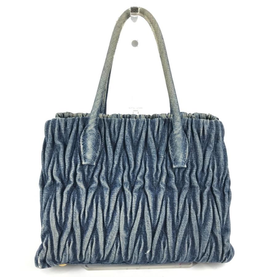 MIUMIU ミュウミュウ RN1069 ロゴ ハンドバッグ 肩掛け  トートバッグ ブルー レディース【中古】 | miu miu | 01