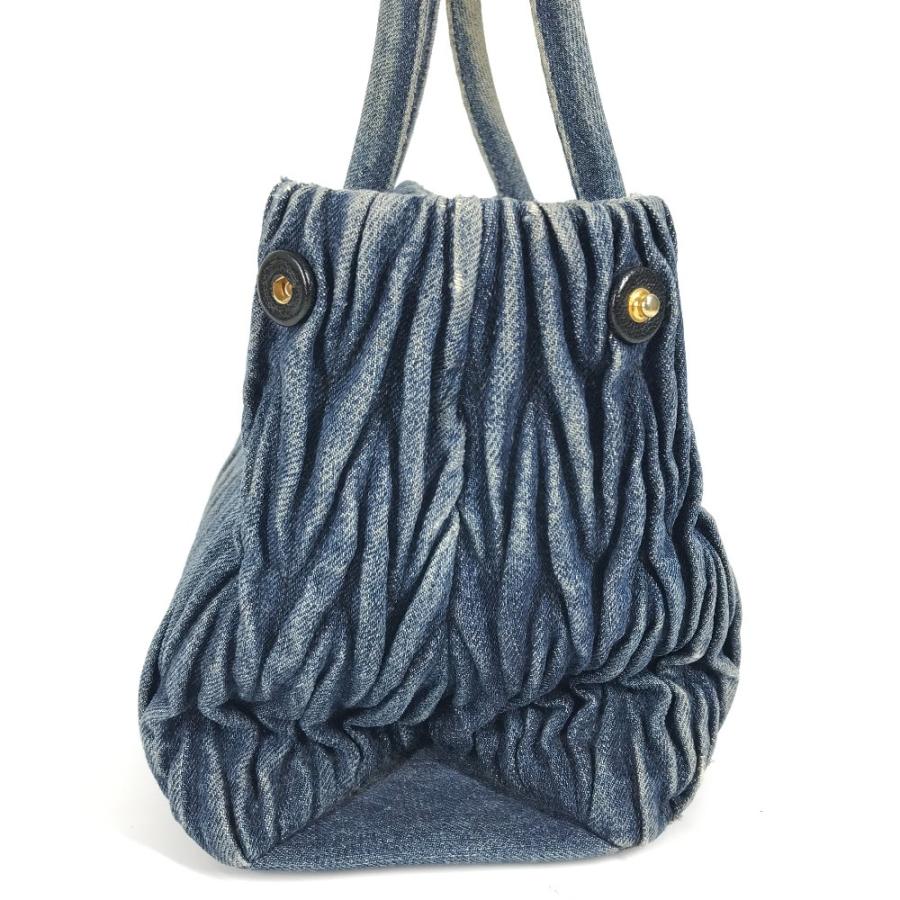 MIUMIU ミュウミュウ RN1069 ロゴ ハンドバッグ 肩掛け  トートバッグ ブルー レディース【中古】 | miu miu | 02