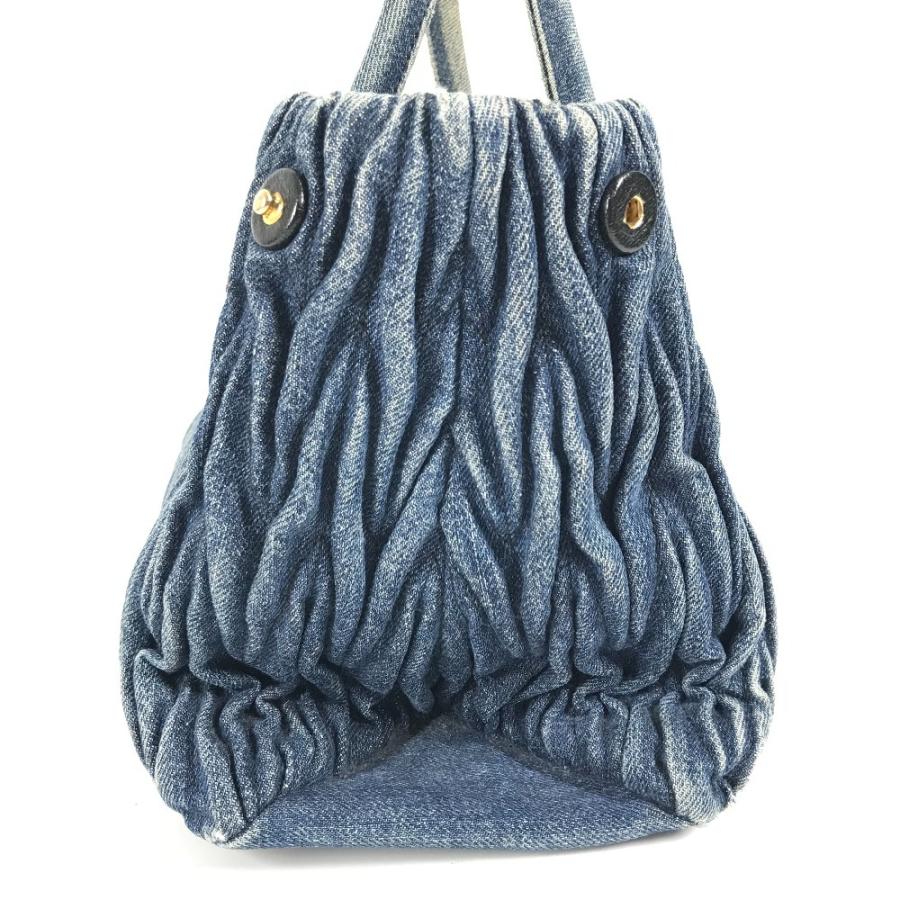 MIUMIU ミュウミュウ RN1069 ロゴ ハンドバッグ 肩掛け  トートバッグ ブルー レディース【中古】 | miu miu | 03