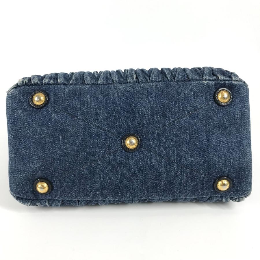 MIUMIU ミュウミュウ RN1069 ロゴ ハンドバッグ 肩掛け  トートバッグ ブルー レディース【中古】 | miu miu | 04