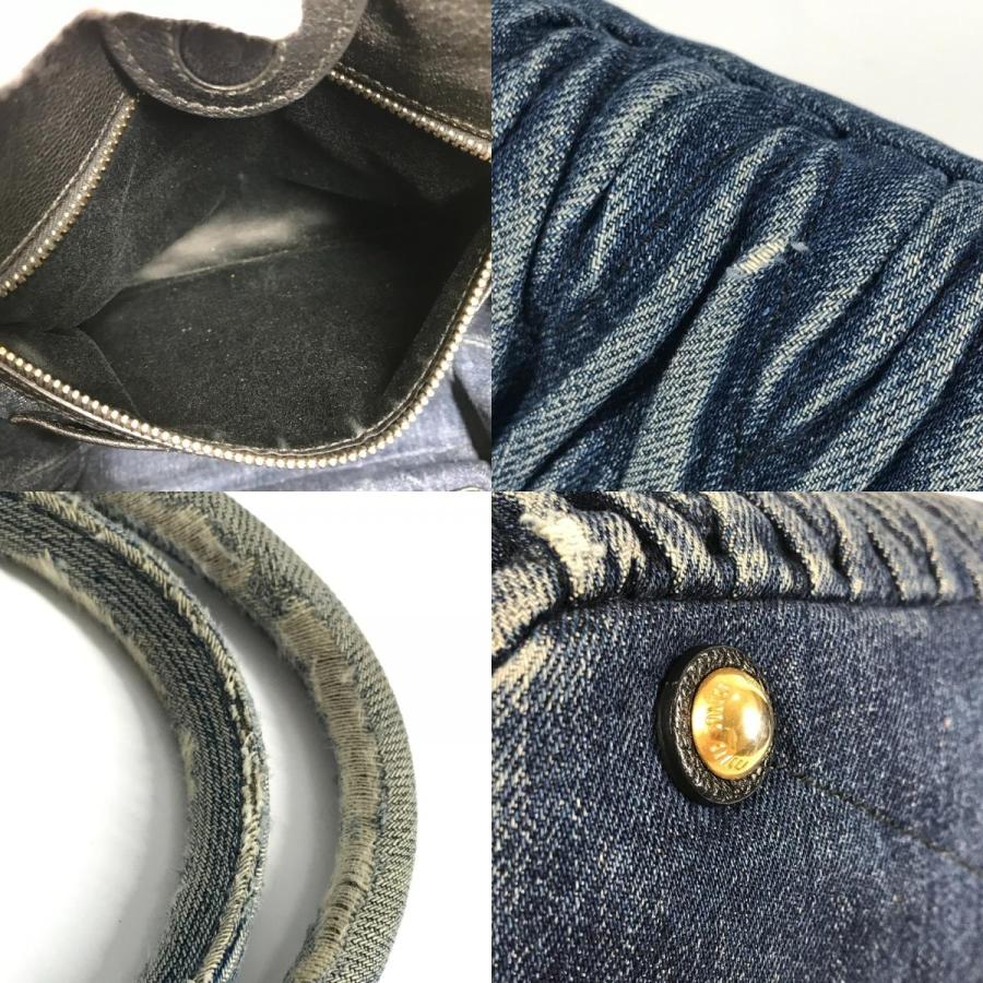 MIUMIU ミュウミュウ RN1069 ロゴ ハンドバッグ 肩掛け  トートバッグ ブルー レディース【中古】 | miu miu | 08