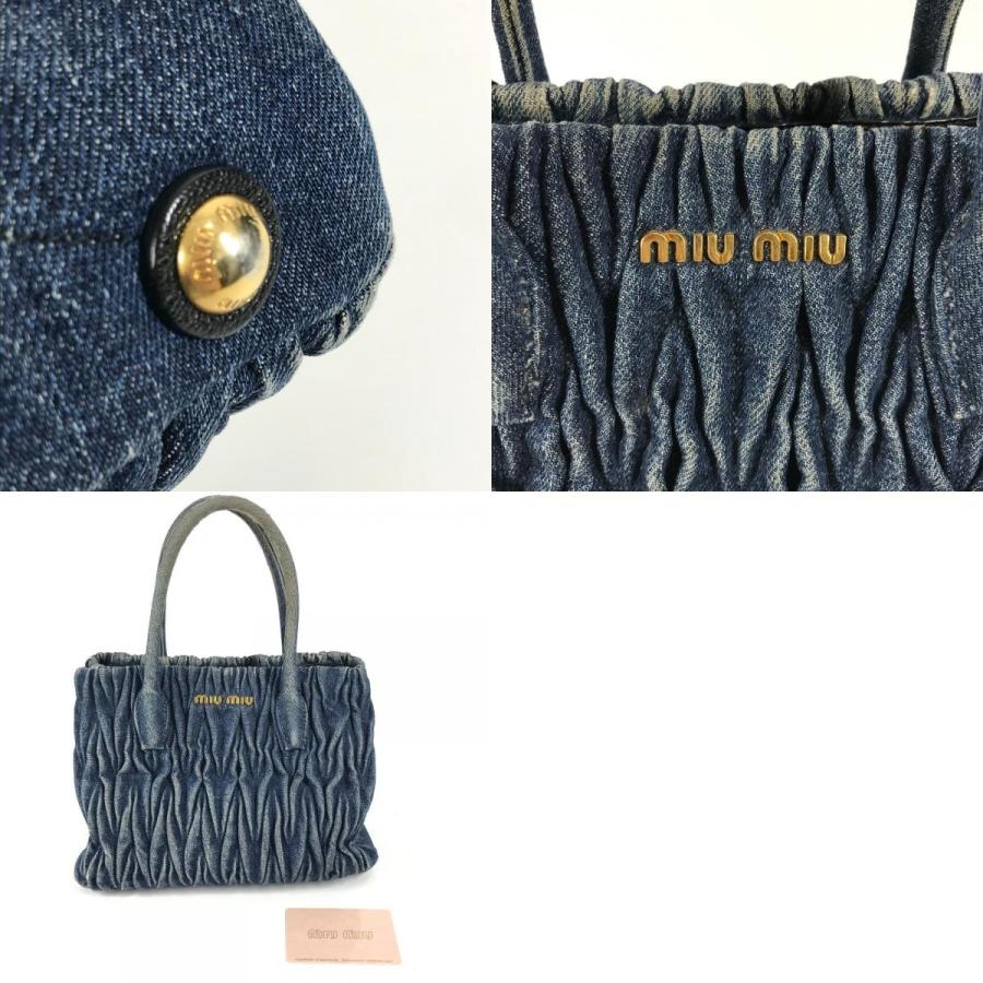 MIUMIU ミュウミュウ RN1069 ロゴ ハンドバッグ 肩掛け  トートバッグ ブルー レディース【中古】 | miu miu | 09