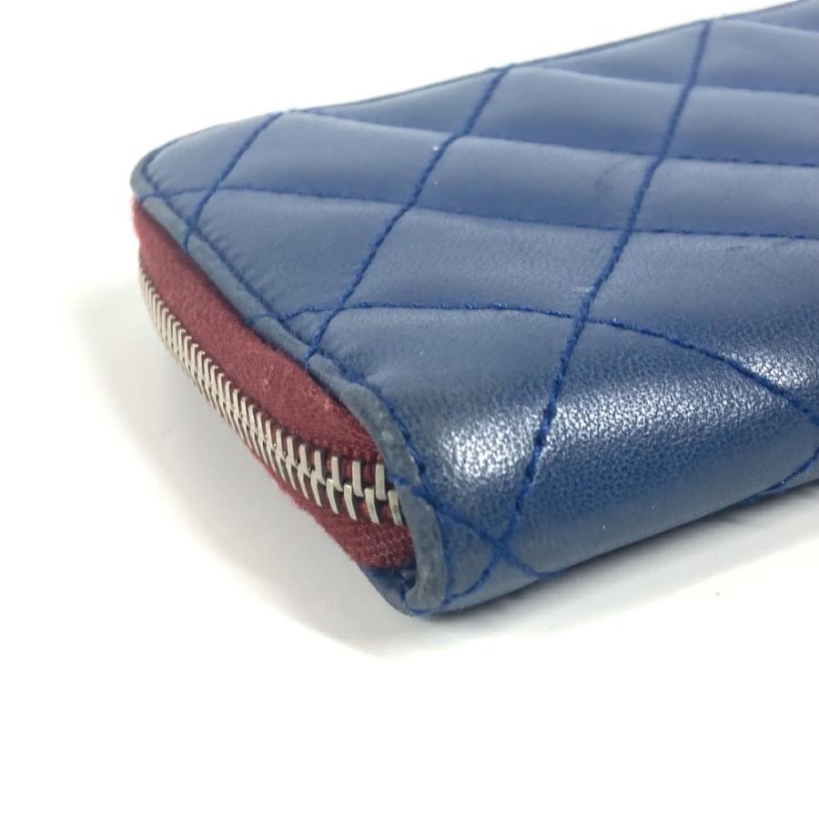 CHANEL シャネル L字ファスナー マトラッセ キルティング ウォレット CC ココマーク ロゴ 長財布 ブルー ユニセックス【中古】 | CHANEL | 07