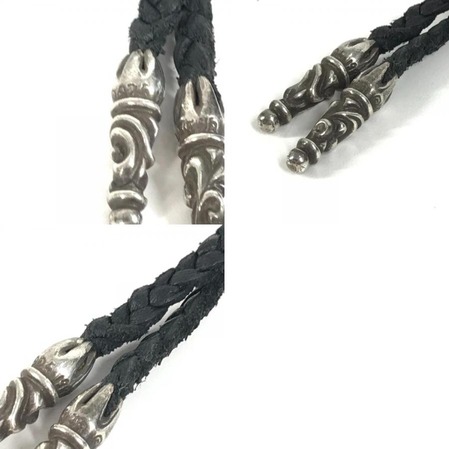 CHROME HEARTS クロムハーツ ボロチップ 革紐 プレード チョーカー