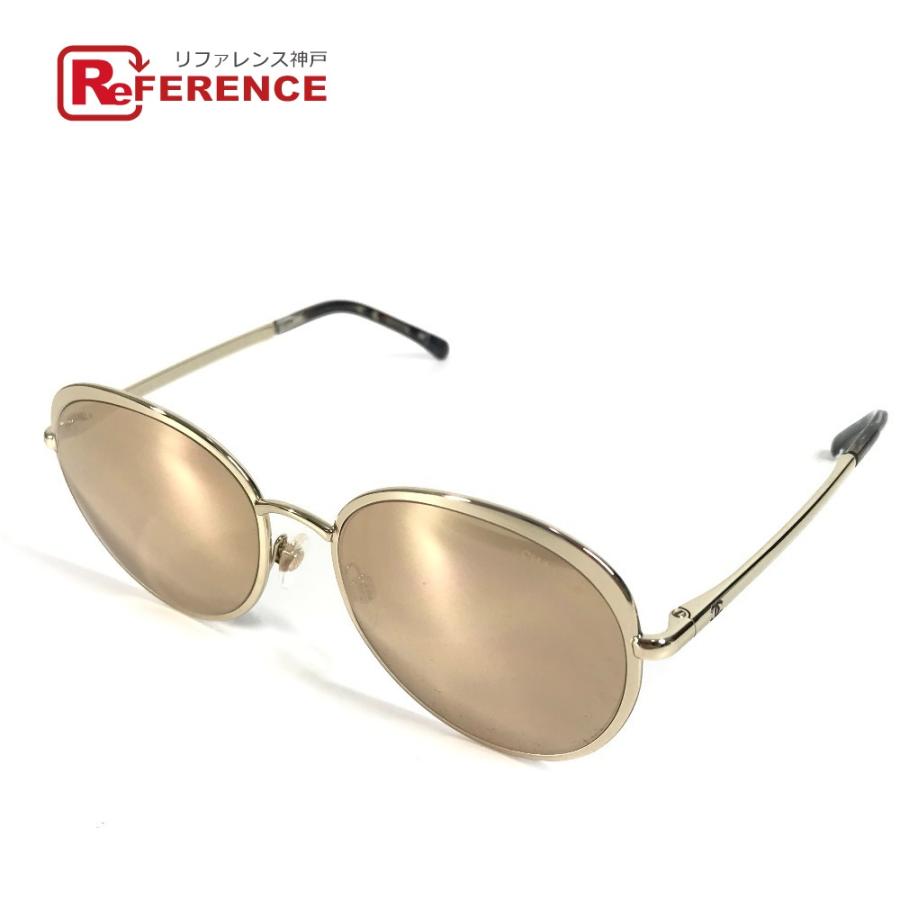 美品 CHANEL シャネル 4206 CC ロゴ ココマーク めがね メガネ アイウェア 眼鏡 ミラーレンズ サングラス ゴールド レディース【中古】 | CHANEL