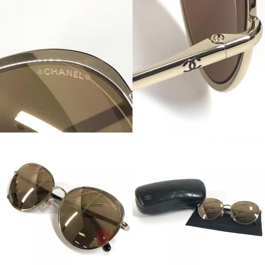 美品 CHANEL シャネル 4206 CC ロゴ ココマーク めがね メガネ アイウェア 眼鏡 ミラーレンズ サングラス ゴールド レディース【中古】 | CHANEL | 09