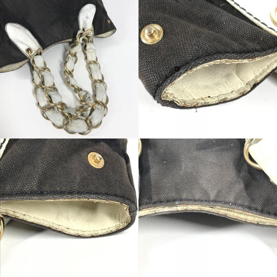 CHANEL シャネル CC ココマーク バイカラー 肩掛け トートバッグ Wチェーンバッグ ショルダーバッグ ブラック レディース【中古】 | CHANEL | 07