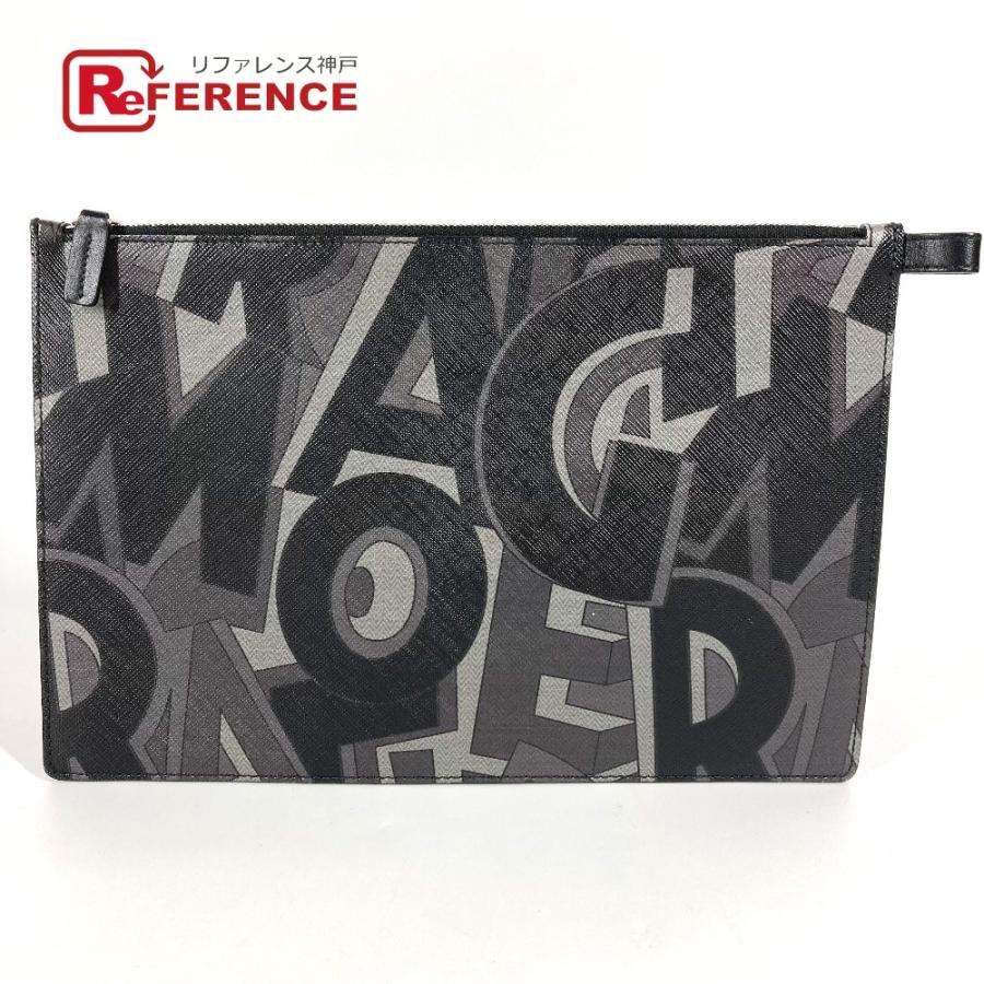 Salvatore Ferragamo サルヴァトーレフェラガモ 総柄 ロゴ ポーチ カバン クラッチバッグ ブラック メンズ【中古】 | 