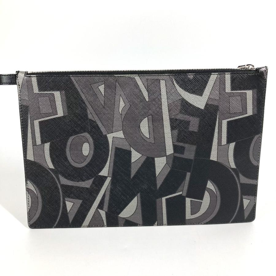Salvatore Ferragamo サルヴァトーレフェラガモ 総柄 ロゴ ポーチ カバン クラッチバッグ ブラック メンズ【中古】 |  | 01