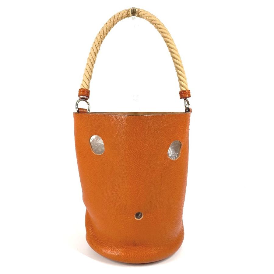 HERMES エルメス マンジョワールMM  バケツ型 ロープハンドル カバン 肩掛け ハンドバッグ ショルダーバッグ オレンジ【中古】 | HERMES | 01