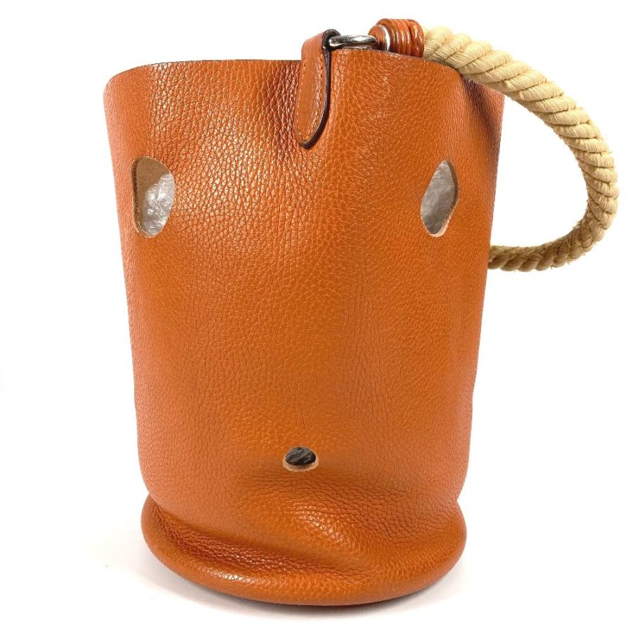 HERMES エルメス マンジョワールMM  バケツ型 ロープハンドル カバン 肩掛け ハンドバッグ ショルダーバッグ オレンジ【中古】 | HERMES | 02