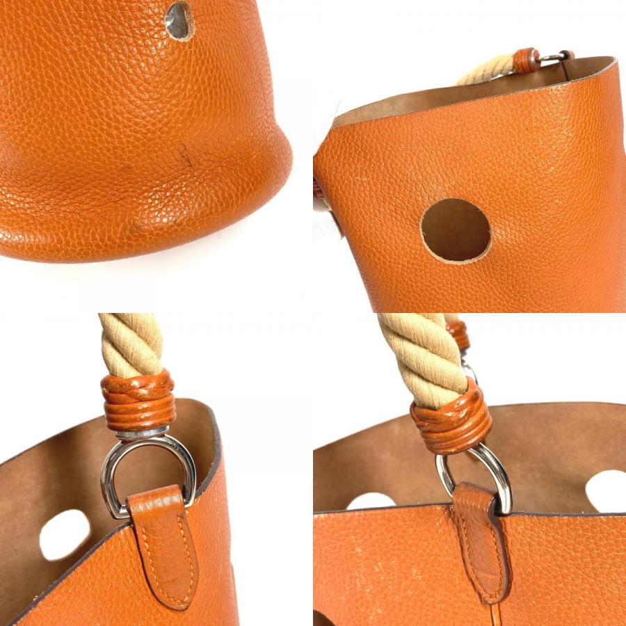 HERMES エルメス マンジョワールMM  バケツ型 ロープハンドル カバン 肩掛け ハンドバッグ ショルダーバッグ オレンジ【中古】 | HERMES | 08