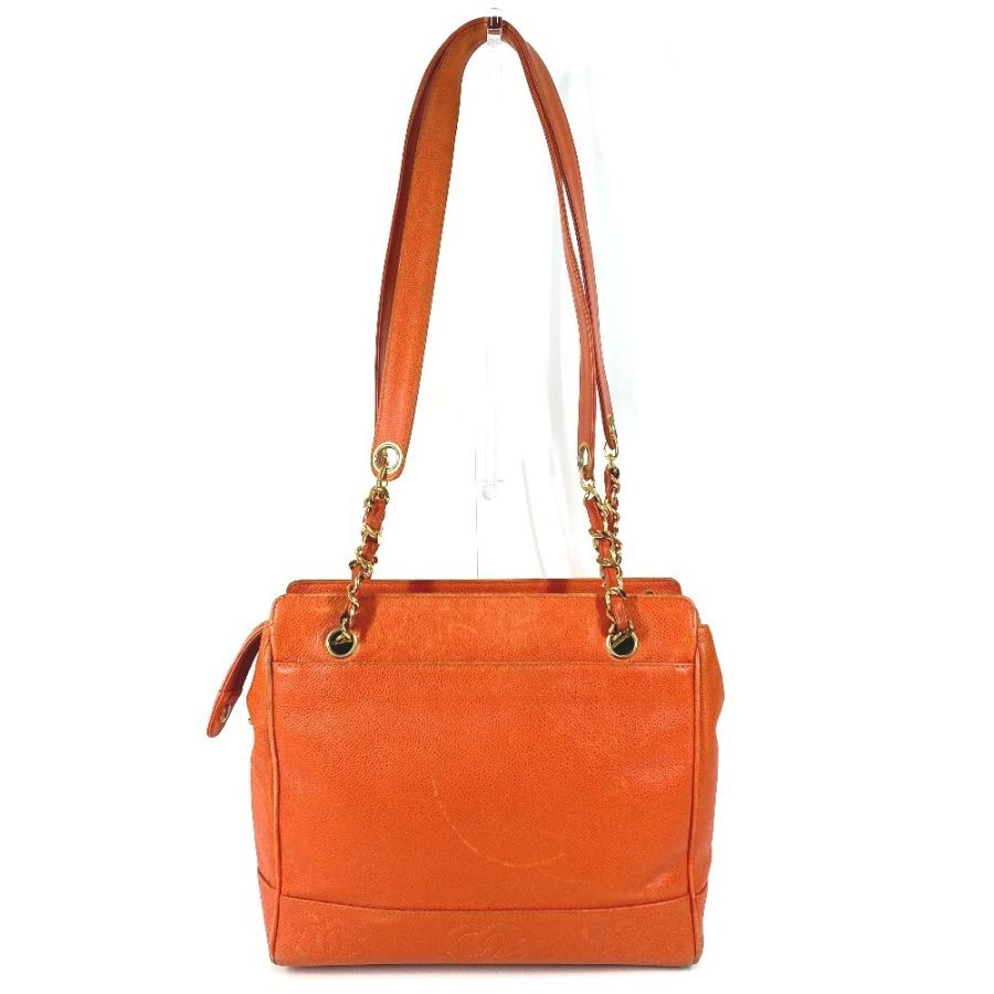 CHANEL シャネル ロゴ CC トリプルココ 肩掛け カバン Wチェーン チェーンバッグ トートバッグ ヴィンテージ ショルダーバッグ オレンジ ユニセックス【中古】 | CHANEL | 01
