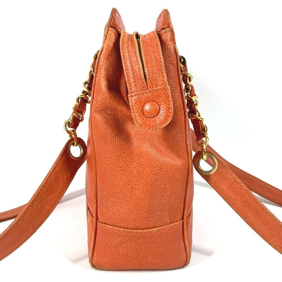 CHANEL シャネル ロゴ CC トリプルココ 肩掛け カバン Wチェーン チェーンバッグ トートバッグ ヴィンテージ ショルダーバッグ オレンジ ユニセックス【中古】 | CHANEL | 02