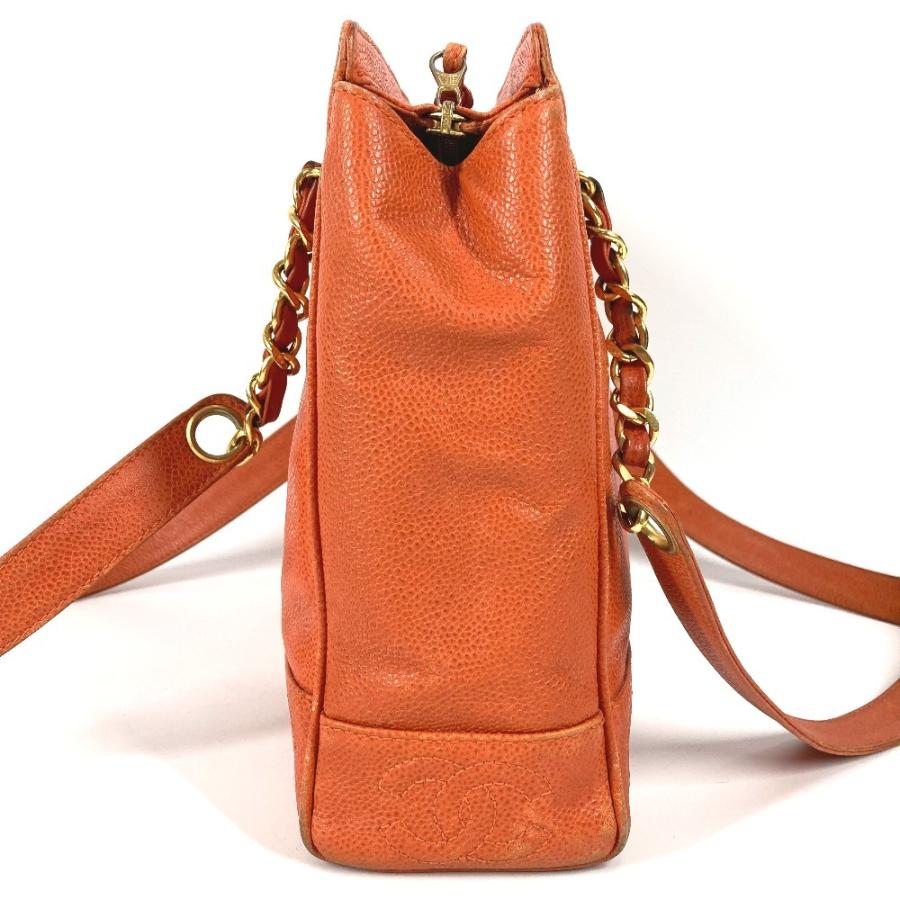 CHANEL シャネル ロゴ CC トリプルココ 肩掛け カバン Wチェーン チェーンバッグ トートバッグ ヴィンテージ ショルダーバッグ オレンジ ユニセックス【中古】 | CHANEL | 03