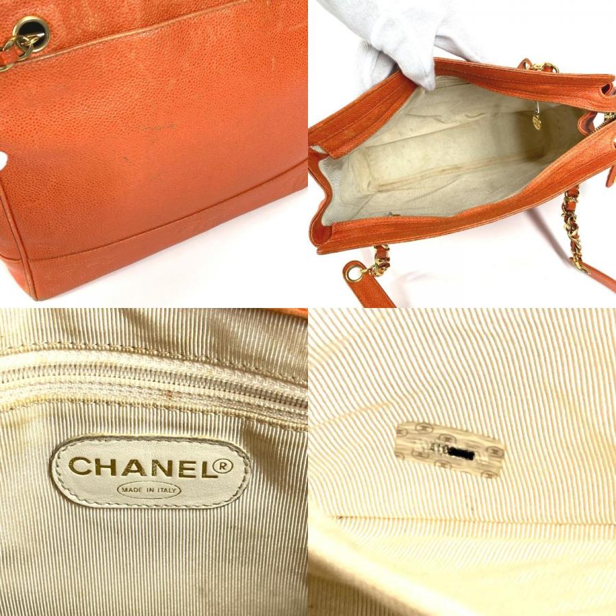 CHANEL シャネル ロゴ CC トリプルココ 肩掛け カバン Wチェーン チェーンバッグ トートバッグ ヴィンテージ ショルダーバッグ オレンジ ユニセックス【中古】 | CHANEL | 08