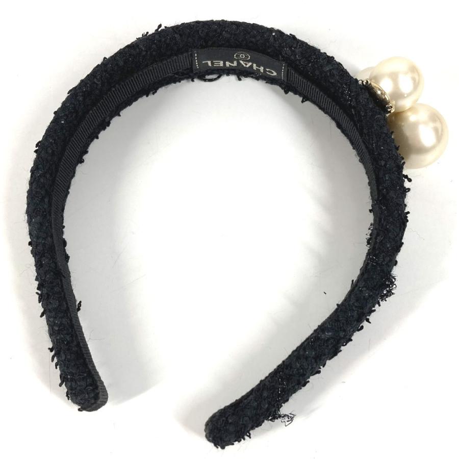 CHANEL ツイード カチューシャ ココマーク CHANEL（シャネル） CC ロゴ ココマーク フェイクパール ツイード