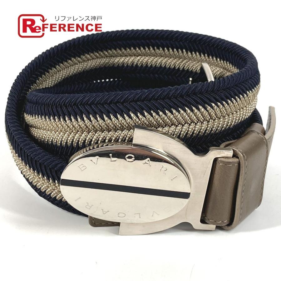 BVLGARI ブルガリ ロゴ アクセサリー バックル ボトムス用ベルト ベルト ネイビー メンズ【中古】 | BVLGARI