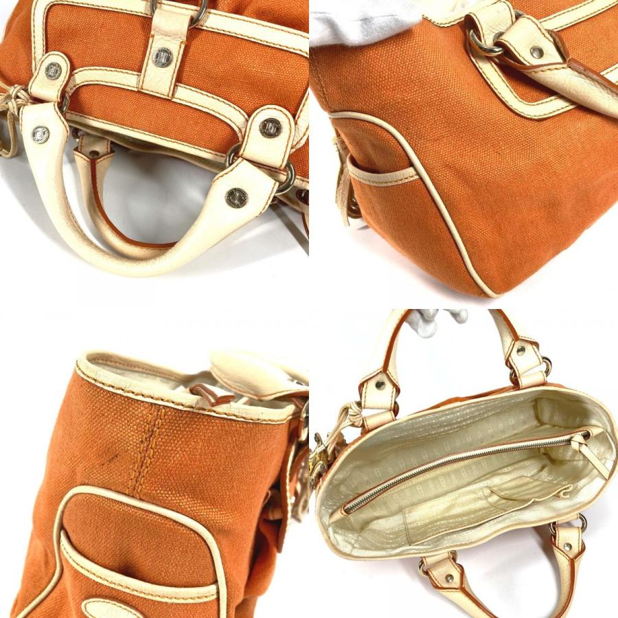 CELINE セリーヌ マカダム ブギーバッグ トートバッグ カバン フリンジ タッセル ロゴ ハンドバッグ オレンジ レディース【中古】 | CELINE | 07