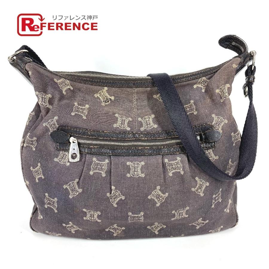 CELINE セリーヌ マカダム ロゴ カバン 斜め掛け  ショルダーバッグ ネイビー ユニセックス【中古】 | CELINE