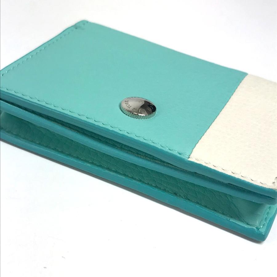 美品 TIFFANY&Co. ティファニー カラーブロック 名刺入れ パスケース 2つ折り カードケース ブルー ユニセックス【中古】 | TIFFANY&Co. | 03