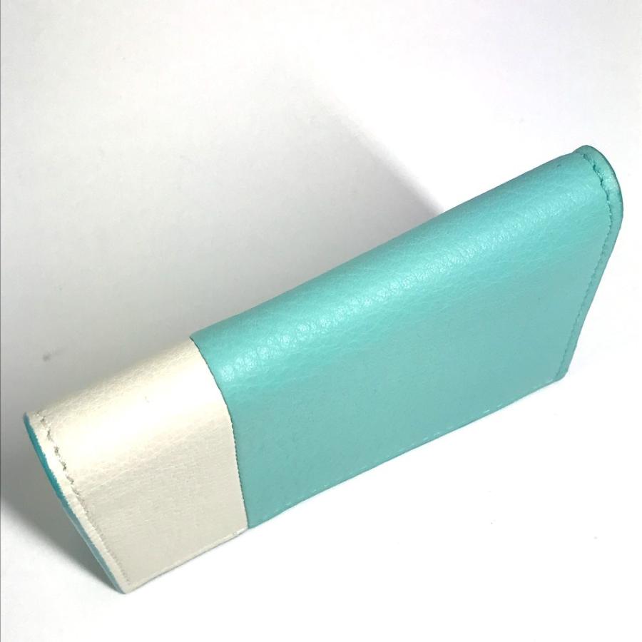 美品 TIFFANY&Co. ティファニー カラーブロック 名刺入れ パスケース 2つ折り カードケース ブルー ユニセックス【中古】 | TIFFANY&Co. | 05