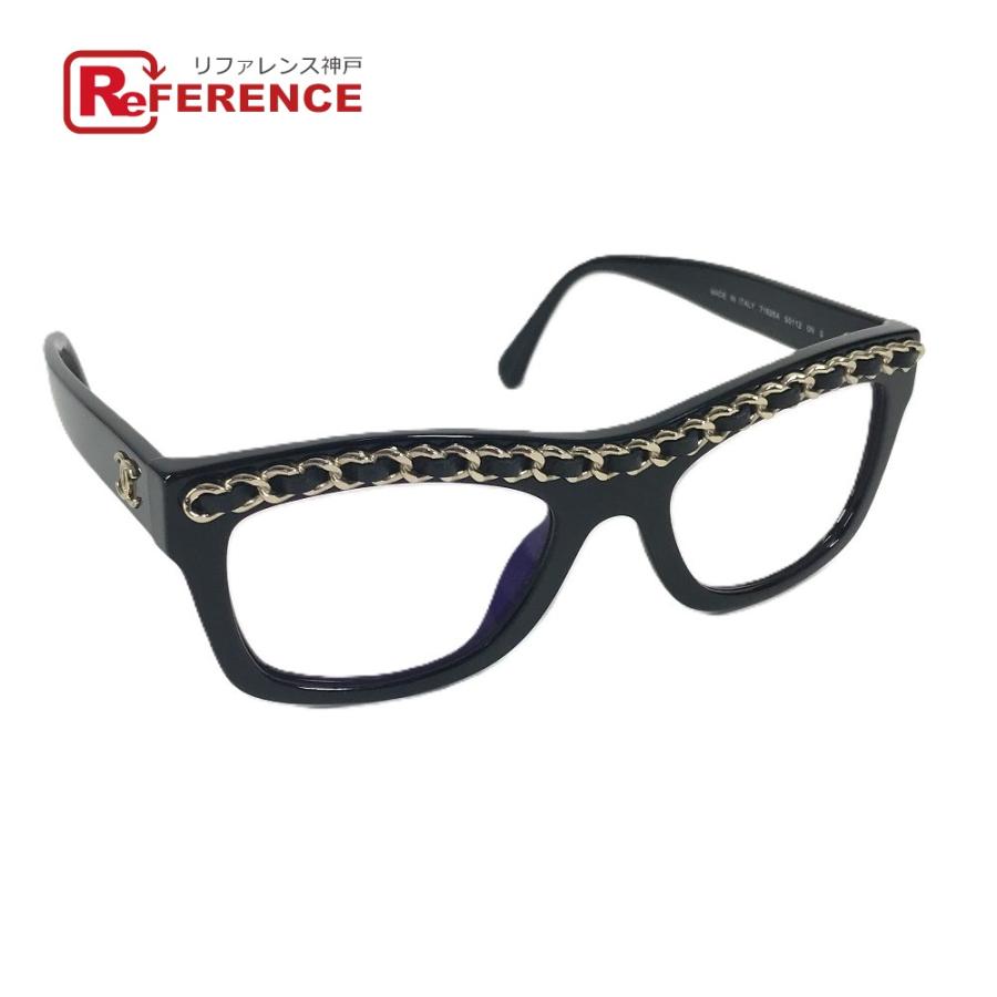 CHANEL シャネル 71626A  CC ココマーク ロゴ めがね メガネ アイウェア 眼鏡 チェーン サングラス ブラック レディース【中古】 | CHANEL