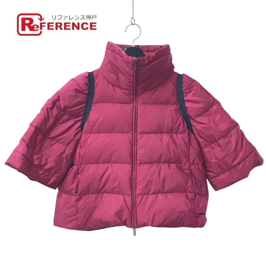 MIUMIU ミュウミュウ ショート ダウン  アパレル アウター 羽織 トップス ポンチョ ロゴ フード付き ポンチョ ダウンジャケット ピンク系【中古】 | miu miu