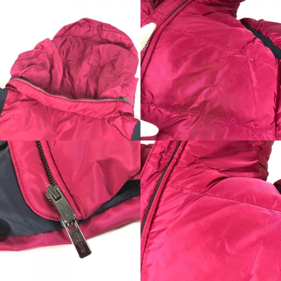 MIUMIU ミュウミュウ ショート ダウン  アパレル アウター 羽織 トップス ポンチョ ロゴ フード付き ポンチョ ダウンジャケット ピンク系【中古】 | miu miu | 09