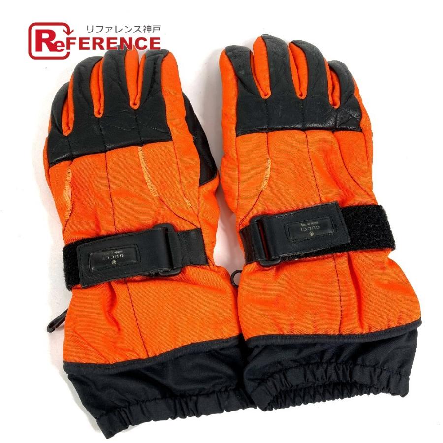 GUCCI グッチ ロゴ グローブ アクセサリー 手袋 オレンジ メンズ【中古】 | GUCCI