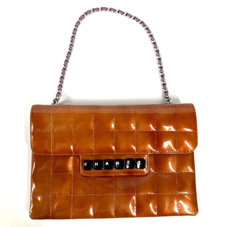 CHANEL シャネル ロゴ ピアノバッグ ハンドバッグ チェーン フラップ アクセサリーポーチ チョコバー ショルダーバッグ ブラウン【中古】 | CHANEL | 03