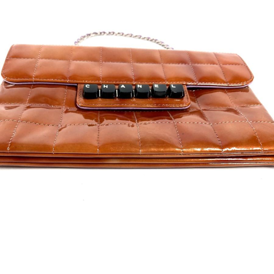 CHANEL シャネル ロゴ ピアノバッグ ハンドバッグ チェーン フラップ アクセサリーポーチ チョコバー ショルダーバッグ ブラウン【中古】 | CHANEL | 04