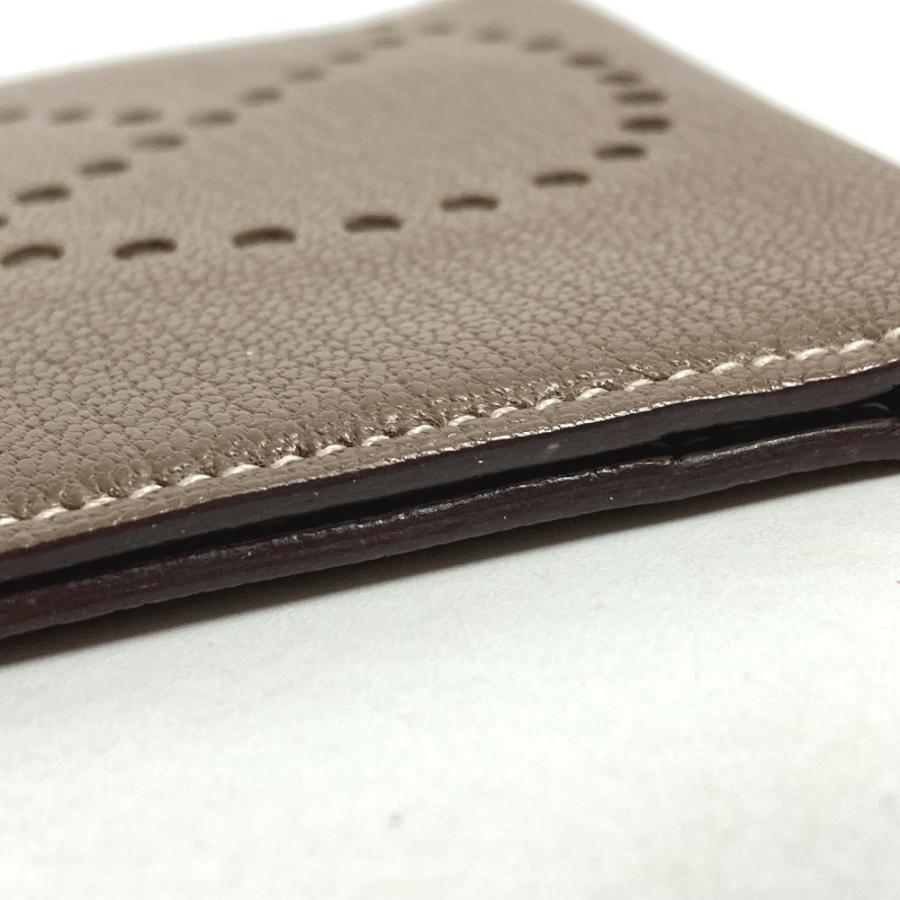 HERMES エルメス エブリン ロゴ パンチングロゴ 2つ折り 名刺入れ パスケース カードケース エトゥープ ベージュ レディース【中古】 | HERMES | 04