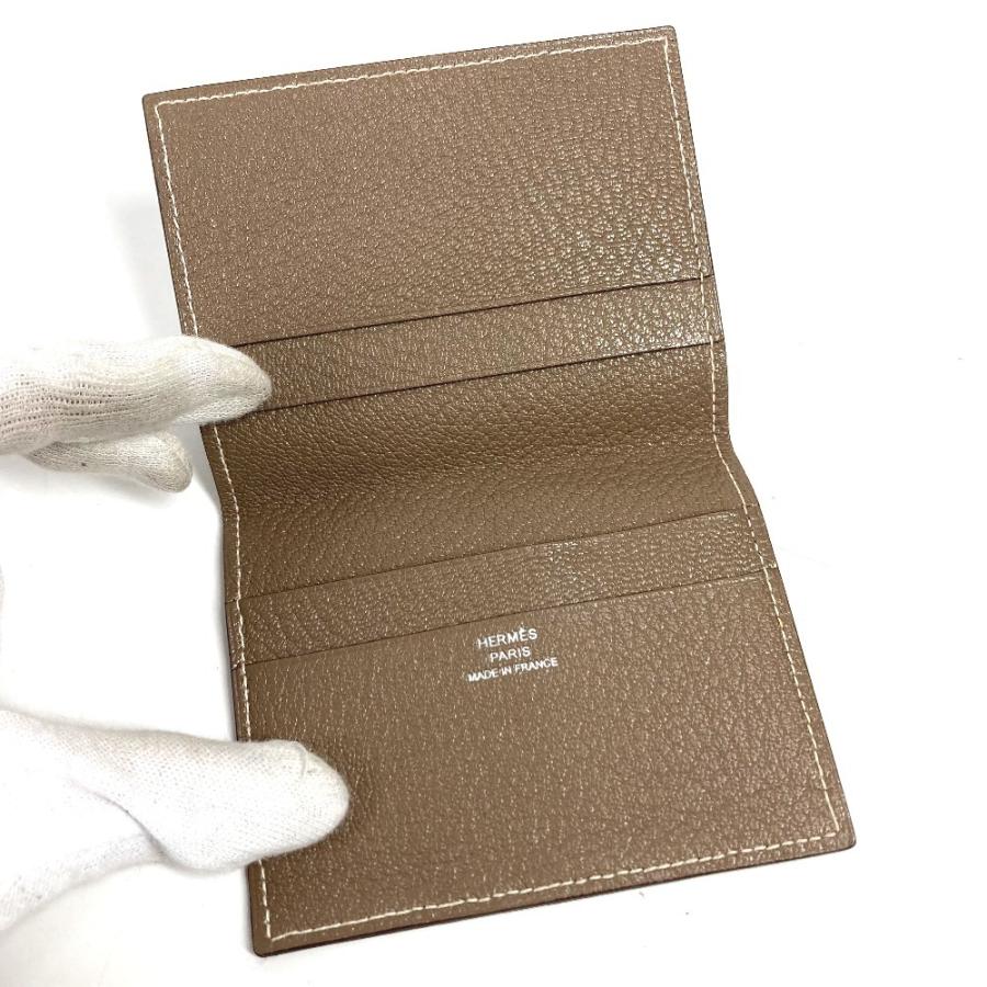 HERMES エルメス エブリン ロゴ パンチングロゴ 2つ折り 名刺入れ パスケース カードケース エトゥープ ベージュ レディース【中古】 | HERMES | 08