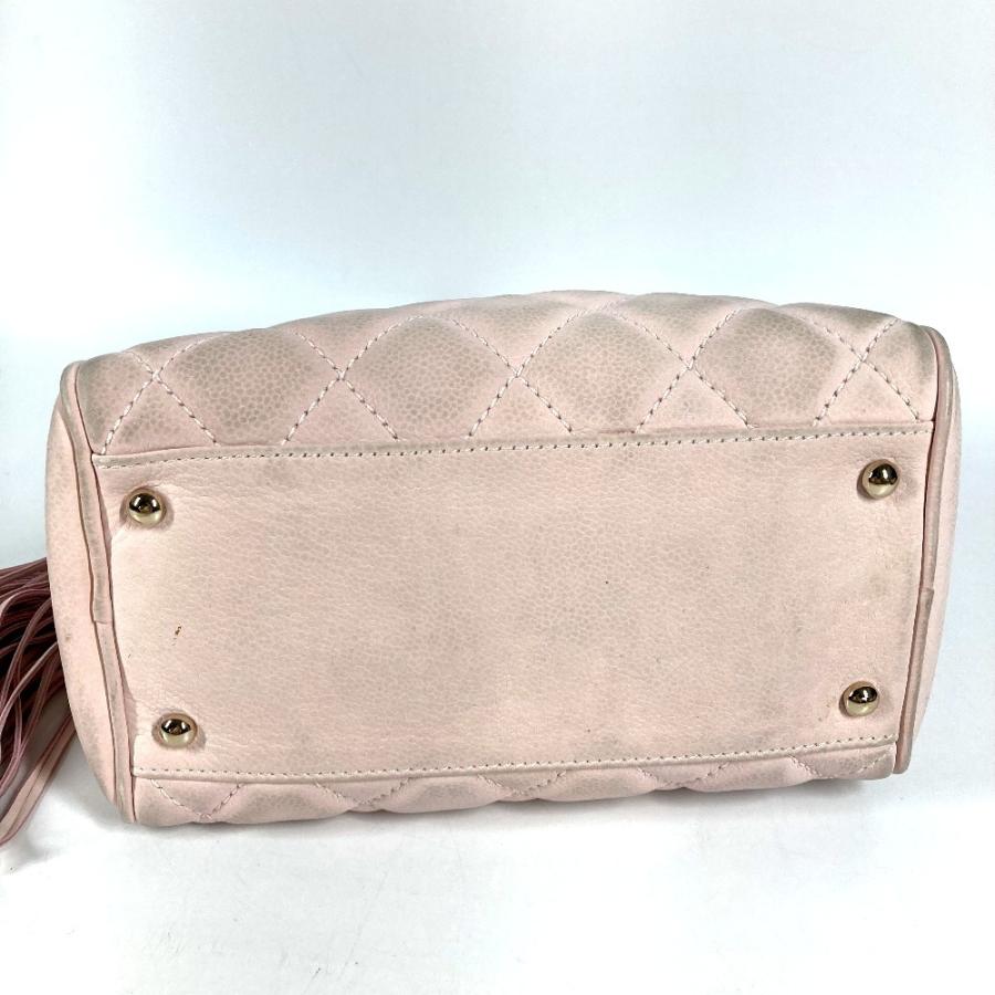 CHANEL シャネル CC ココマーク ロゴ カバン フリンジ タッセル ミニボストンバッグ マトラッセ  ハンドバッグ ライトピンク系【中古】 | CHANEL | 02
