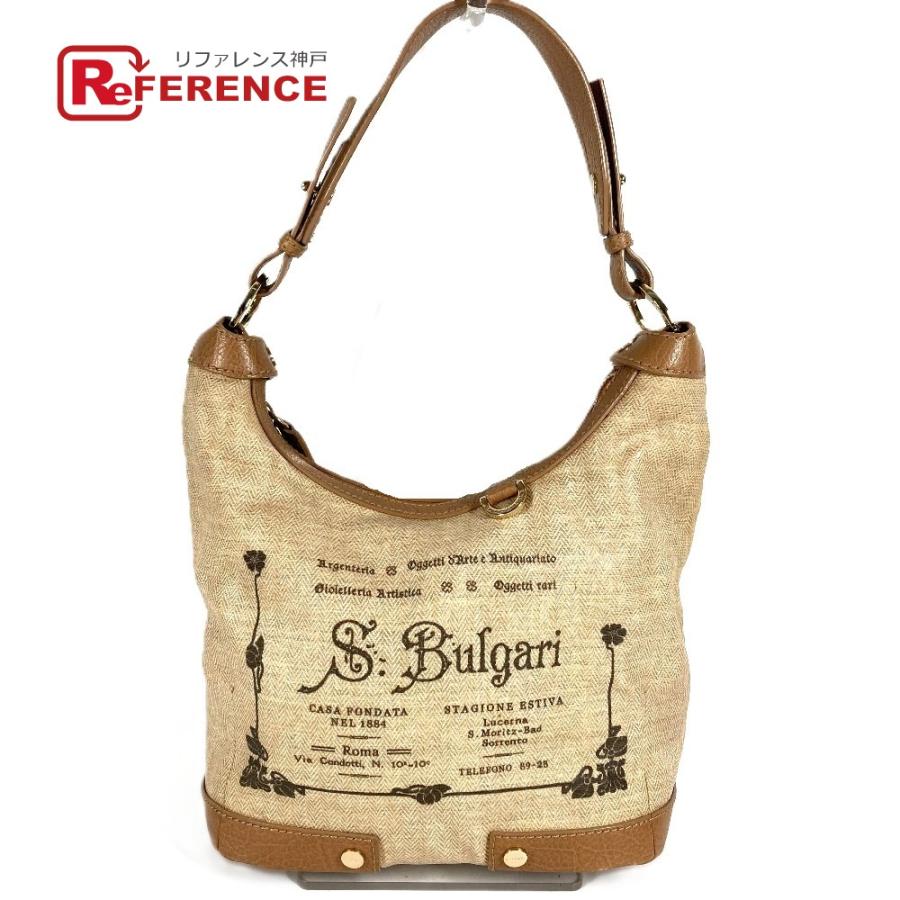 BVLGARI ブルガリ コレツィオーネ S.bulgari トートバッグ カバン 肩掛け ハンドバッグ  ロゴ ショルダーバッグ ベージュ レディース【中古】 | BVLGARI