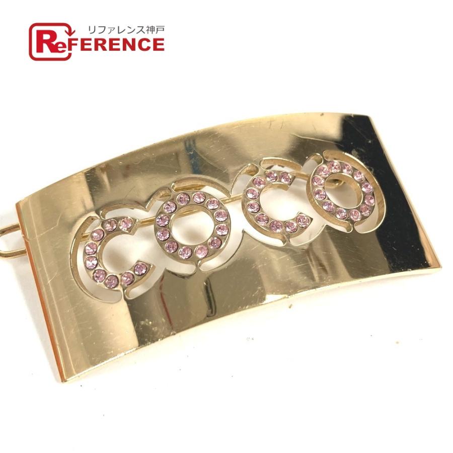 CHANEL シャネル COCO ココ ロゴ ラインストーン アクセサリー ヘアアクセサリー ヘアピン 02P バレッタ ゴールド レディース【中古】 | CHANEL