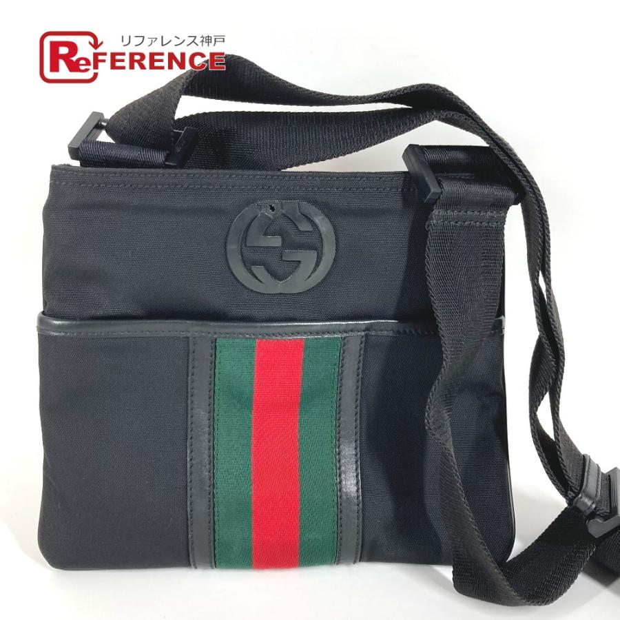 GUCCI グッチ 181068 GG カバン 斜め掛け ポシェット シェリーライン ショルダーバッグ ブラック ユニセックス【中古】 | GUCCI