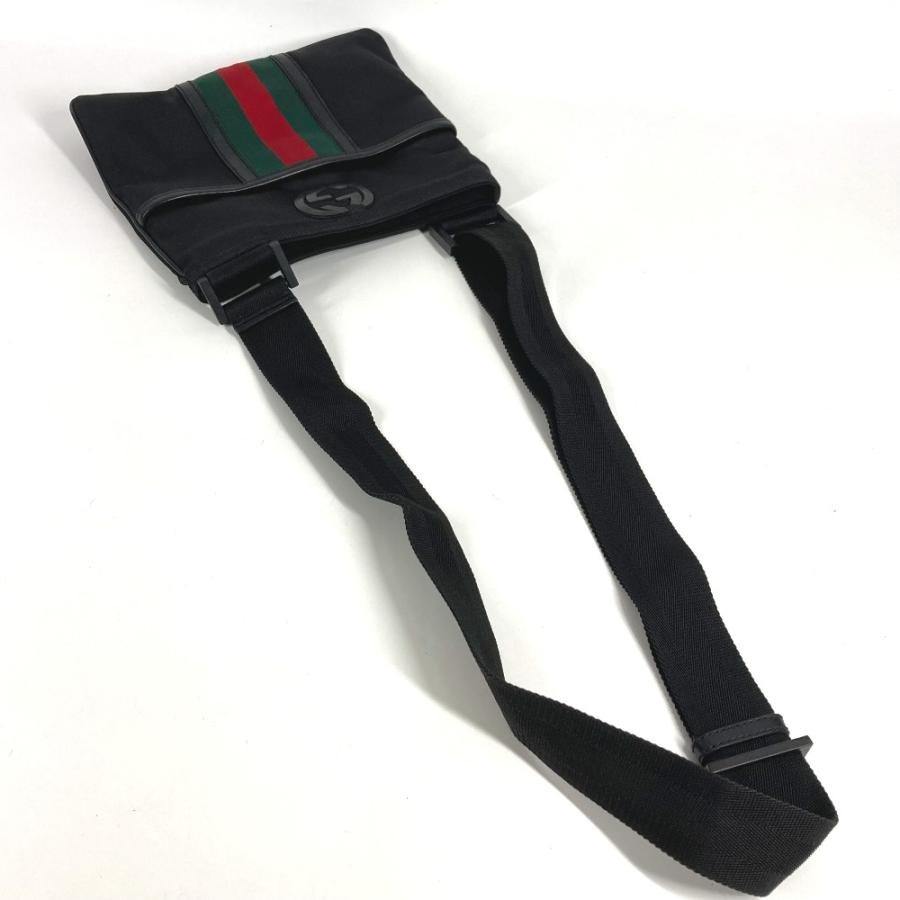 GUCCI グッチ 181068 GG カバン 斜め掛け ポシェット シェリーライン ショルダーバッグ ブラック ユニセックス【中古】 | GUCCI | 01